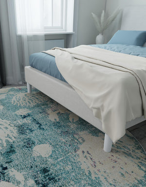 Light Blue 5' x 8' Positano Oval Area Rug Coastal Marine Beach Design Carpet for Modern Living Rooms, Dining, Bedroom, Office for Sale at Rug Engine
