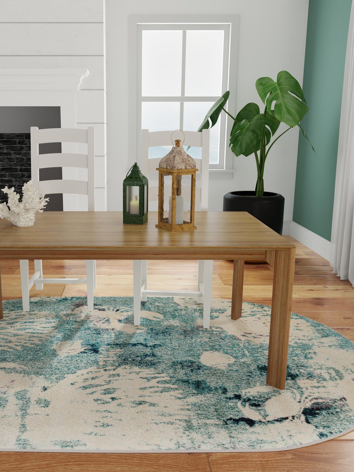 Light Blue 4' 1 x 6' 1 Positano Oval Area Rug Coastal Marine Beach Design Carpet for Modern Living Rooms, Dining, Bedroom, Office for Sale at Rug Engine