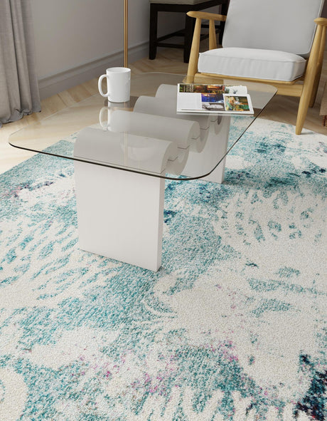 Light Blue 4' 1 x 6' 1 Positano Oval Area Rug Coastal Marine Beach Design Carpet for Modern Living Rooms, Dining, Bedroom, Office for Sale at Rug Engine