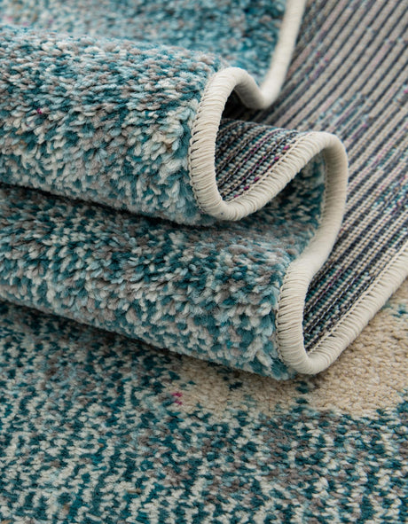 Light Blue 5' x 8' Positano Oval Area Rug Coastal Marine Beach Design Carpet for Modern Living Rooms, Dining, Bedroom, Office for Sale at Rug Engine