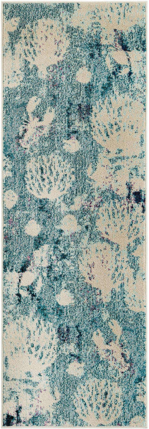 Light Blue 2' x 6' 1 Positano Runner Area Rug Coastal Marine Beach Design Carpet for Modern Living Rooms, Dining, Bedroom, Office for Sale at Rug Engine