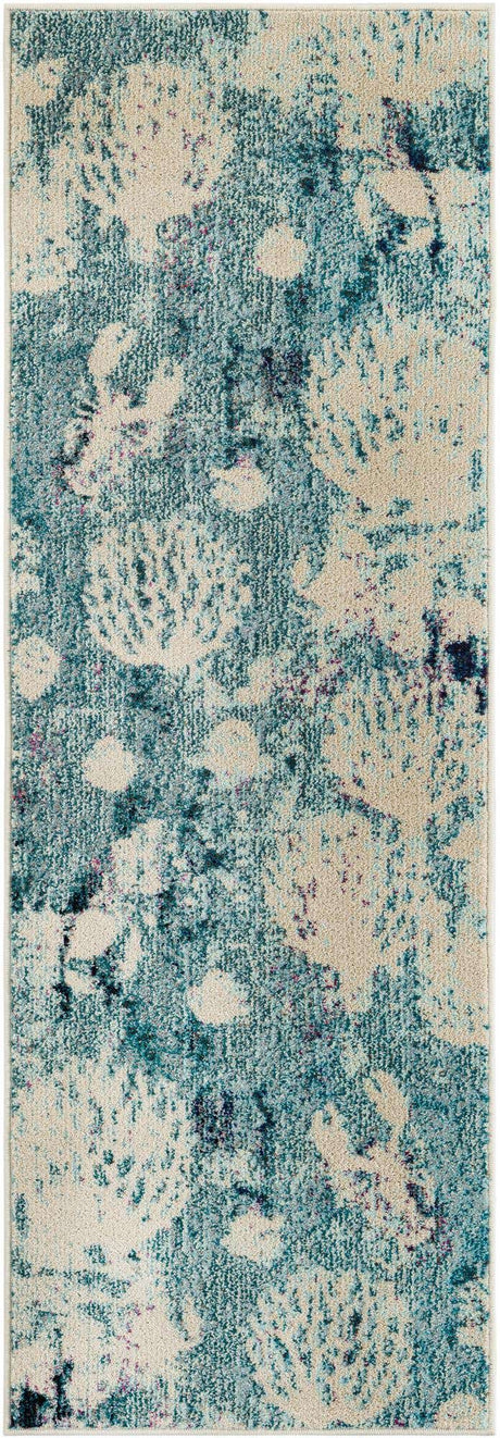 Light Blue 2' x 6' 1 Positano Runner Area Rug Coastal Marine Beach Design Carpet for Modern Living Rooms, Dining, Bedroom, Office for Sale at Rug Engine