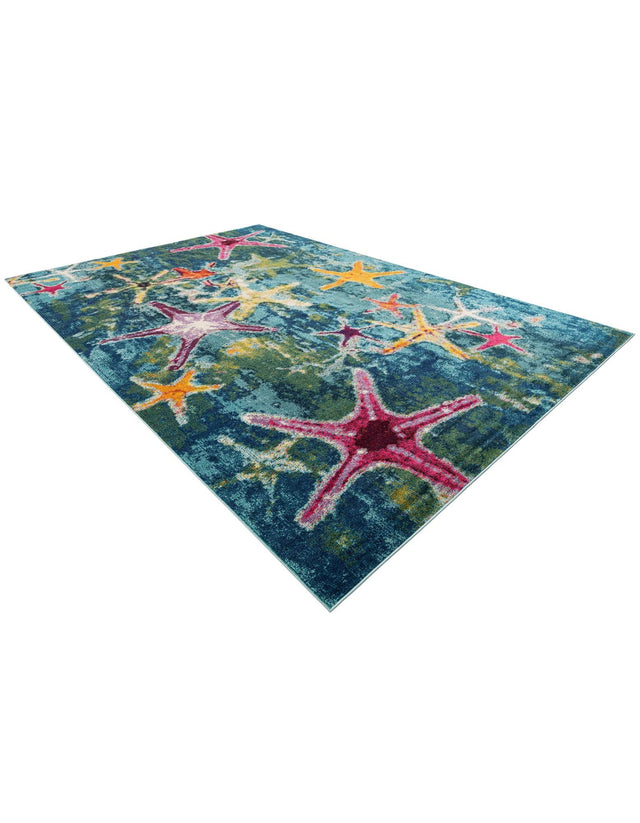 Navy Blue 10' x 14' 1 Positano Rectangle Area Rug Coastal Marine Beach Design Carpet for Modern Living Rooms, Dining, Bedroom, Office for Sale at Rug Engine