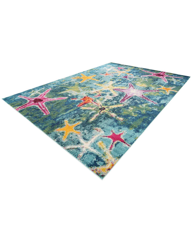 Navy Blue 10' x 14' 1 Positano Rectangle Area Rug Coastal Marine Beach Design Carpet for Modern Living Rooms, Dining, Bedroom, Office for Sale at Rug Engine
