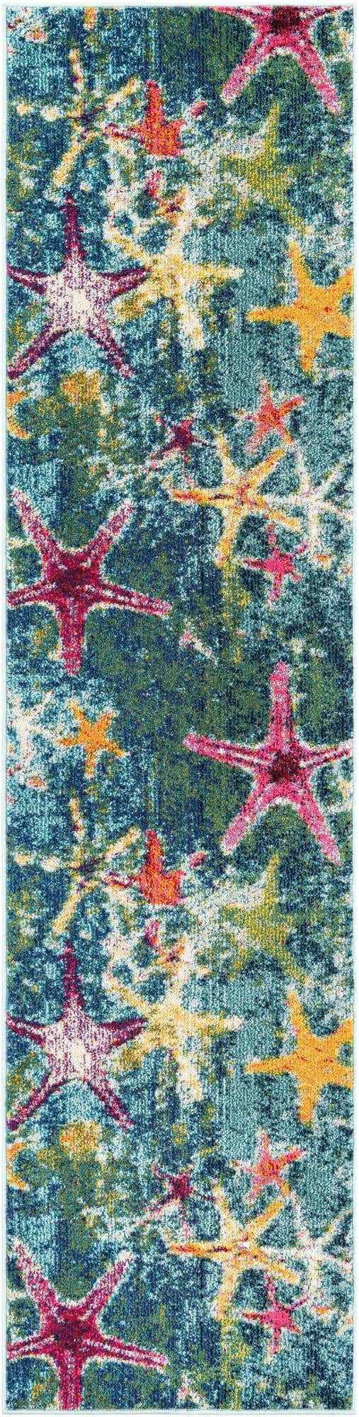 Navy Blue 2' x 8' Positano Runner Area Rug Coastal Marine Beach Design Carpet for Modern Living Rooms, Dining, Bedroom, Office for Sale at Rug Engine
