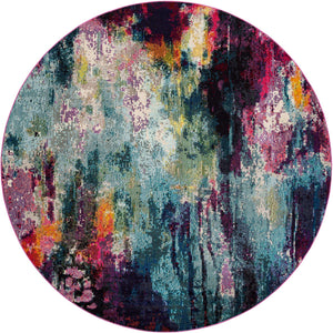 Multicolor 10' x 10' Chromatic Round Area Rug 100% Polypropylene With Cotton Backing Abstract Modern Colorful Carpet Mat for Home Decor & Interior Design for Sale at Rug Engine