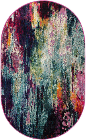 Multicolor 3' 3 x 5' 3 Chromatic Oval Area Rug 100% Polypropylene With Cotton Backing Abstract Modern Colorful Carpet Mat for Home Decor & Interior Design for Sale at Rug Engine