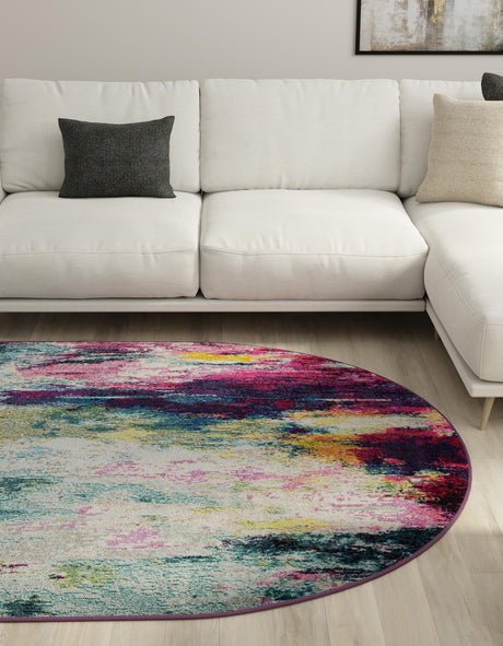 Multicolor 4' 1 x 6' 1 Chromatic Oval Area Rug 100% Polypropylene With Cotton Backing Abstract Modern Colorful Carpet Mat for Home Decor & Interior Design for Sale at Rug Engine