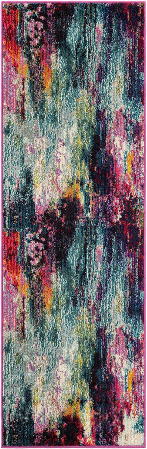 Multicolor 2' x 6' 1 Chromatic Runner Area Rug 100% Polypropylene With Cotton Backing Abstract Modern Colorful Carpet Mat for Home Decor & Interior Design for Sale at Rug Engine