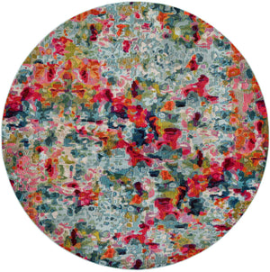 Multicolor 10' x 10' Chromatic Round Area Rug 100% Polypropylene With Cotton Backing Abstract Modern Colorful Carpet Mat for Home Decor & Interior Design for Sale at Rug Engine