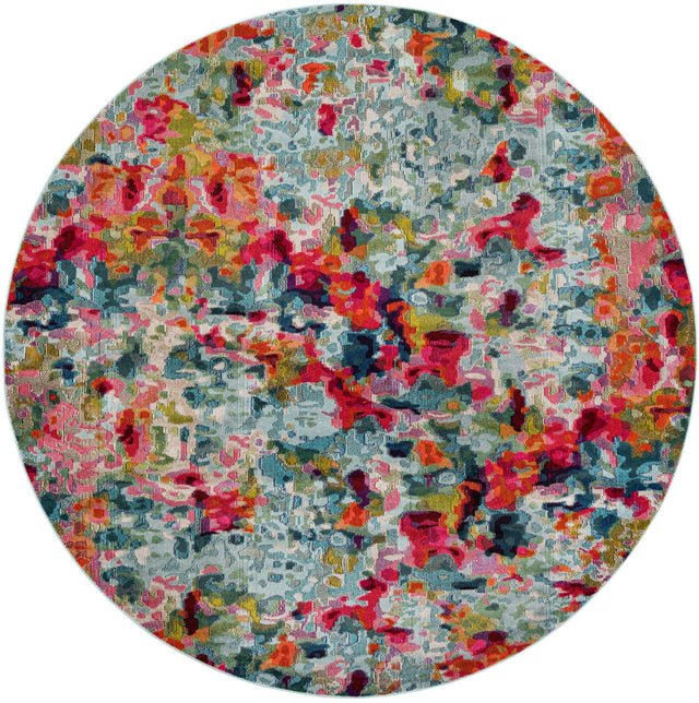 Multicolor 10' x 10' Chromatic Round Area Rug 100% Polypropylene With Cotton Backing Abstract Modern Colorful Carpet Mat for Home Decor & Interior Design for Sale at Rug Engine