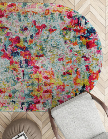 Multicolor 4' 1 x 6' 1 Chromatic Oval Area Rug 100% Polypropylene With Cotton Backing Abstract Modern Colorful Carpet Mat for Home Decor & Interior Design for Sale at Rug Engine