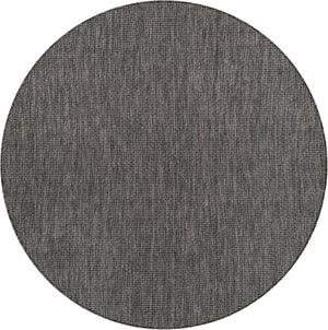 Black 5' 3 x 5' 3 Outdoor Solid Round Area Rug Weather Resistant for Patio, Deck, Terrace, Balcony, Porch 100% Polypropylene Minimalist Waterproof Carpet for Sale at Rug Engine