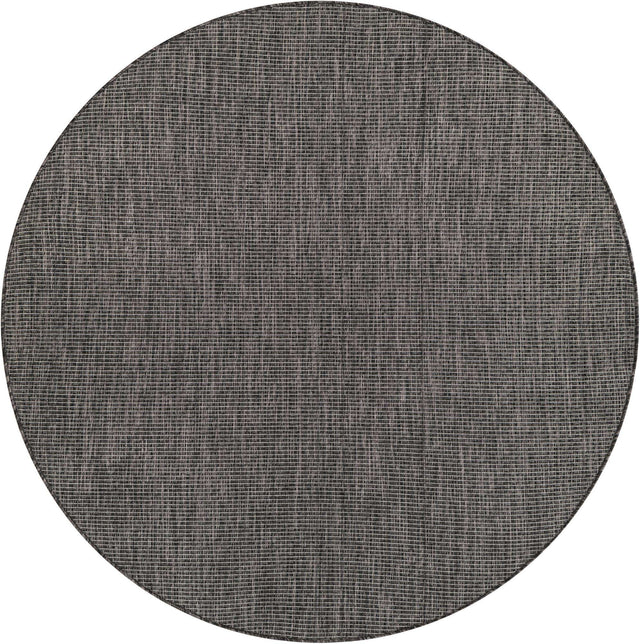 Black 5' 3 x 5' 3 Outdoor Solid Round Area Rug Weather Resistant for Patio, Deck, Terrace, Balcony, Porch 100% Polypropylene Minimalist Waterproof Carpet for Sale at Rug Engine