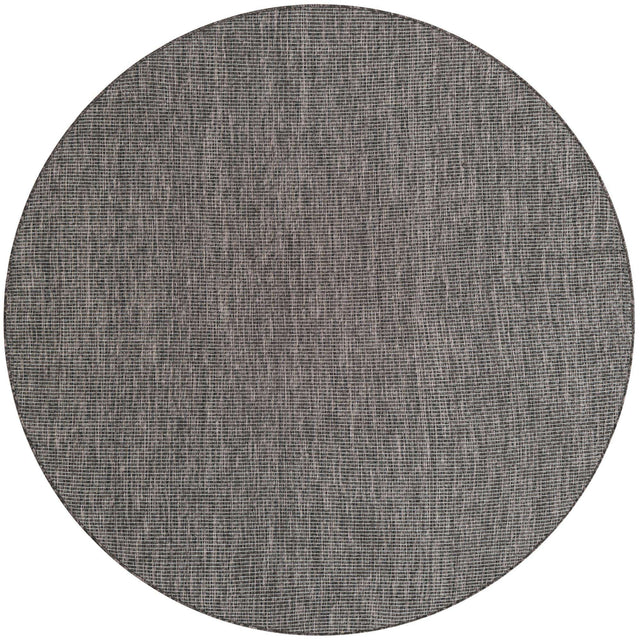 Black 6' 1 x 6' 1 Outdoor Solid Round Area Rug Weather Resistant for Patio, Deck, Terrace, Balcony, Porch 100% Polypropylene Minimalist Waterproof Carpet for Sale at Rug Engine