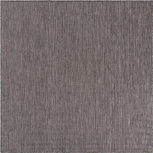 Black 6' 1 x 6' 1 Outdoor Solid Square Area Rug Weather Resistant for Patio, Deck, Terrace, Balcony, Porch 100% Polypropylene Minimalist Waterproof Carpet for Sale at Rug Engine