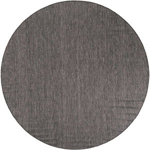 Black 7' 10 x 7' 10 Outdoor Solid Round Area Rug Weather Resistant for Patio, Deck, Terrace, Balcony, Porch 100% Polypropylene Minimalist Waterproof Carpet for Sale at Rug Engine