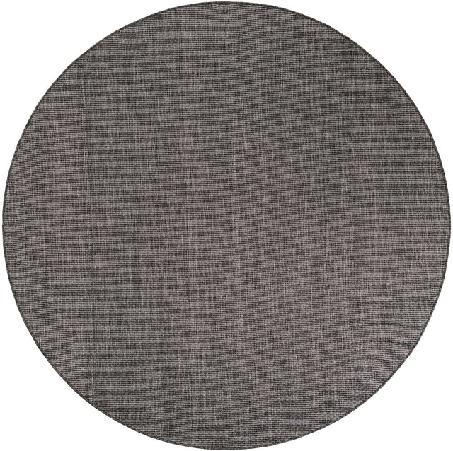 Black 7' 10 x 7' 10 Outdoor Solid Round Area Rug Weather Resistant for Patio, Deck, Terrace, Balcony, Porch 100% Polypropylene Minimalist Waterproof Carpet for Sale at Rug Engine