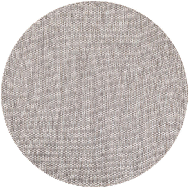 Beige 5' 3 x 5' 3 Outdoor Solid Round Area Rug Weather Resistant for Patio, Deck, Terrace, Balcony, Porch 100% Polypropylene Minimalist Waterproof Carpet for Sale at Rug Engine
