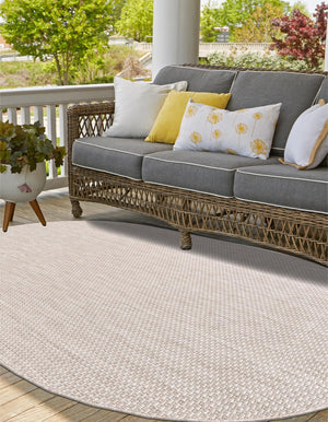 Beige 5' 3 x 8' Outdoor Solid Oval Area Rug Weather Resistant for Patio, Deck, Terrace, Balcony, Porch 100% Polypropylene Minimalist Waterproof Carpet for Sale at Rug Engine