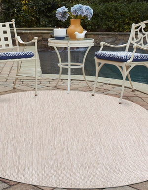 Beige 5' 3 x 8' Outdoor Solid Oval Area Rug Weather Resistant for Patio, Deck, Terrace, Balcony, Porch 100% Polypropylene Minimalist Waterproof Carpet for Sale at Rug Engine