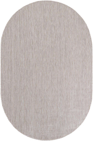 Beige 5' 3 x 8' Outdoor Solid Oval Area Rug Weather Resistant for Patio, Deck, Terrace, Balcony, Porch 100% Polypropylene Minimalist Waterproof Carpet for Sale at Rug Engine
