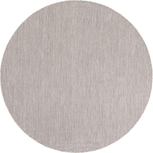 Beige 6' 1 x 6' 1 Outdoor Solid Round Rug