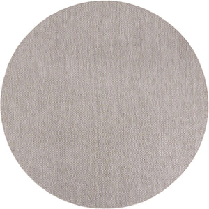Beige 7' 10 x 7' 10 Outdoor Solid Round Area Rug Weather Resistant for Patio, Deck, Terrace, Balcony, Porch 100% Polypropylene Minimalist Waterproof Carpet for Sale at Rug Engine