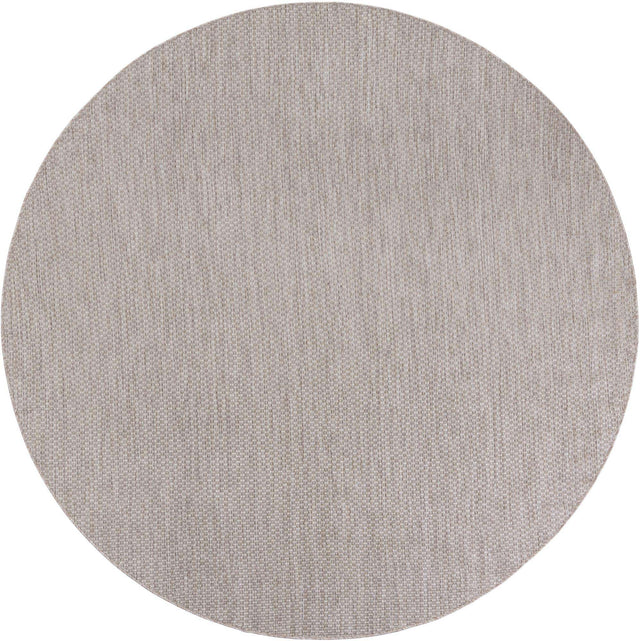 Beige 7' 10 x 7' 10 Outdoor Solid Round Area Rug Weather Resistant for Patio, Deck, Terrace, Balcony, Porch 100% Polypropylene Minimalist Waterproof Carpet for Sale at Rug Engine