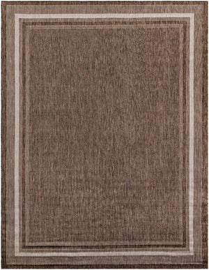 Brown 10' x 13' 1 Outdoor Border Rectangle Rug