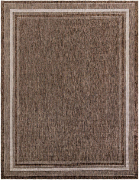Brown 10' x 13' 1 Outdoor Border Rectangle Rug