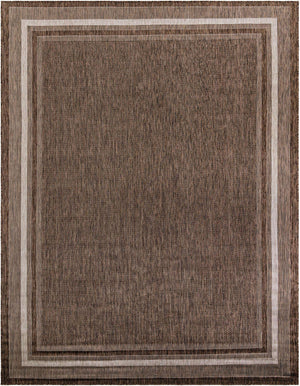 Brown 10' x 14' 1 Outdoor Border Rectangle Area Rug Weather Resistant for Patio, Deck, Terrace, Balcony, Porch 100% Polypropylene Classic Bordered Carpet for Sale at Rug Engine