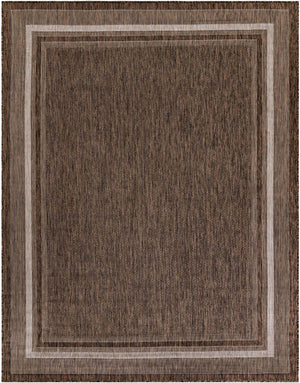 Brown 8' x 10' Outdoor Border Rectangle Rug