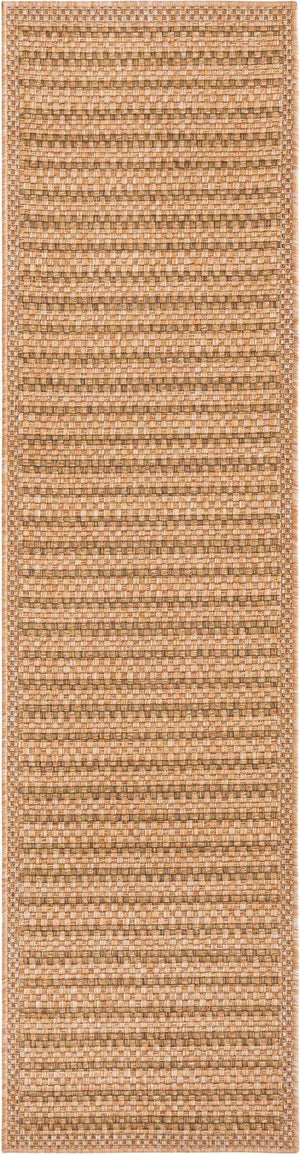 Light Brown 2' x 8' Outdoor Border Runner Area Rug Weather Resistant for Patio, Deck, Terrace, Balcony, Porch 100% Polypropylene Classic Bordered Carpet for Sale at Rug Engine
