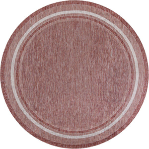 Rust Red 10' x 10' Outdoor Border Round Area Rug Weather Resistant for Patio, Deck, Terrace, Balcony, Porch 100% Polypropylene Classic Bordered Carpet for Sale at Rug Engine