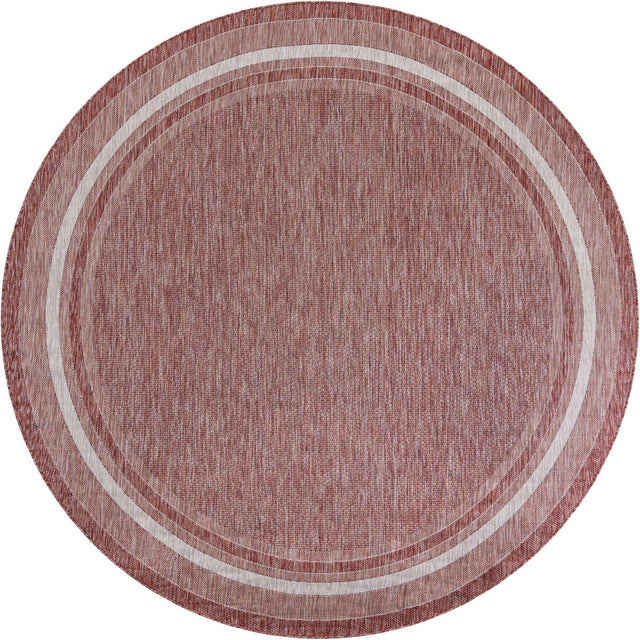 Rust Red 10' x 10' Outdoor Border Round Area Rug Weather Resistant for Patio, Deck, Terrace, Balcony, Porch 100% Polypropylene Classic Bordered Carpet for Sale at Rug Engine