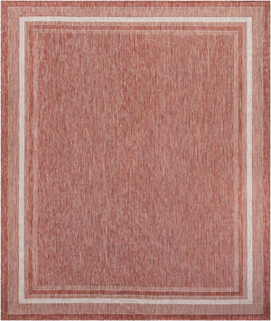 Rust Red 10' x 13' 1 Outdoor Border Rectangle Area Rug Weather Resistant for Patio, Deck, Terrace, Balcony, Porch 100% Polypropylene Classic Bordered Carpet for Sale at Rug Engine
