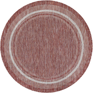 Rust Red 5' 3 x 5' 3 Outdoor Border Round Area Rug Weather Resistant for Patio, Deck, Terrace, Balcony, Porch 100% Polypropylene Classic Bordered Carpet for Sale at Rug Engine
