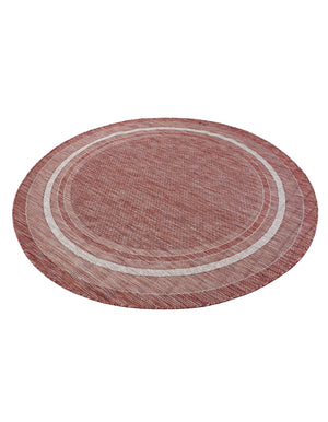 Rust Red 6' 1 x 6' 1 Outdoor Border Round Area Rug Weather Resistant for Patio, Deck, Terrace, Balcony, Porch 100% Polypropylene Classic Bordered Carpet for Sale at Rug Engine
