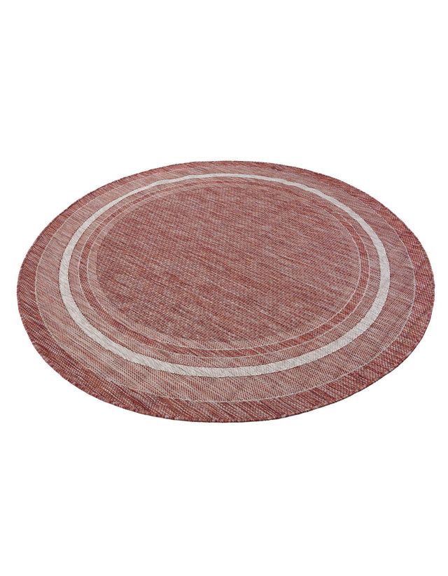 Rust Red 6' 1 x 6' 1 Outdoor Border Round Area Rug Weather Resistant for Patio, Deck, Terrace, Balcony, Porch 100% Polypropylene Classic Bordered Carpet for Sale at Rug Engine