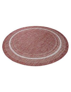 Rust Red 6' 1 x 6' 1 Outdoor Border Round Area Rug Weather Resistant for Patio, Deck, Terrace, Balcony, Porch 100% Polypropylene Classic Bordered Carpet for Sale at Rug Engine