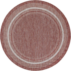 Rust Red 6' 1 x 6' 1 Outdoor Border Round Area Rug Weather Resistant for Patio, Deck, Terrace, Balcony, Porch 100% Polypropylene Classic Bordered Carpet for Sale at Rug Engine