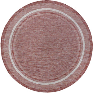 Rust Red 7' 10 x 7' 10 Outdoor Border Round Area Rug Weather Resistant for Patio, Deck, Terrace, Balcony, Porch 100% Polypropylene Classic Bordered Carpet for Sale at Rug Engine