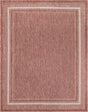 Rust Red 7' 10 x 10' Outdoor Border Rectangle Area Rug Weather Resistant for Patio, Deck, Terrace, Balcony, Porch 100% Polypropylene Classic Bordered Carpet for Sale at Rug Engine