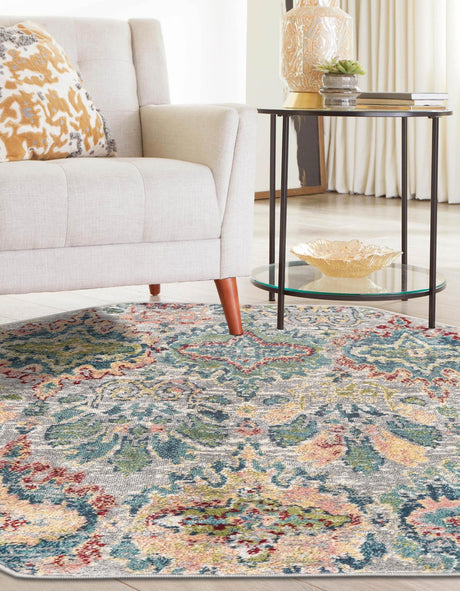 Multicolor 4' 1 x 4' 1 Sumter Octagon Area Rug Contemporary Durable Easy Clean Carpet for Bedrooms, Living Areas, Dining, Office, Dorms for Sale at Rug Engine