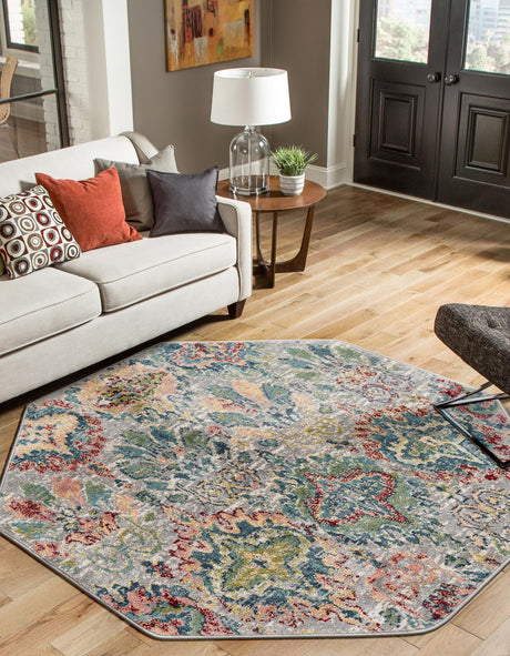 Multicolor 4' 1 x 4' 1 Sumter Octagon Area Rug Contemporary Durable Easy Clean Carpet for Bedrooms, Living Areas, Dining, Office, Dorms for Sale at Rug Engine