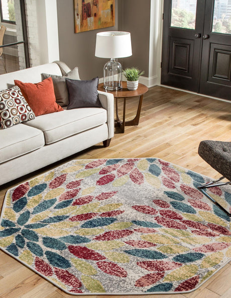 Multicolor 4' 1 x 4' 1 Sumter Octagon Area Rug Contemporary Durable Easy Clean Carpet for Bedrooms, Living Areas, Dining, Office, Dorms for Sale at Rug Engine
