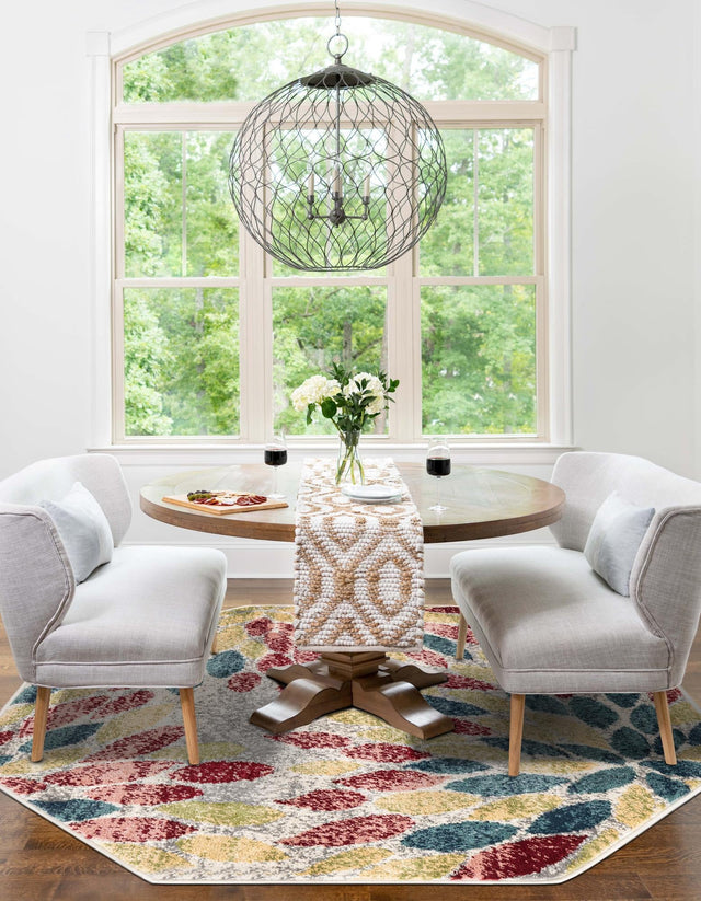 Multicolor 4' 1 x 4' 1 Sumter Octagon Area Rug Contemporary Durable Easy Clean Carpet for Bedrooms, Living Areas, Dining, Office, Dorms for Sale at Rug Engine