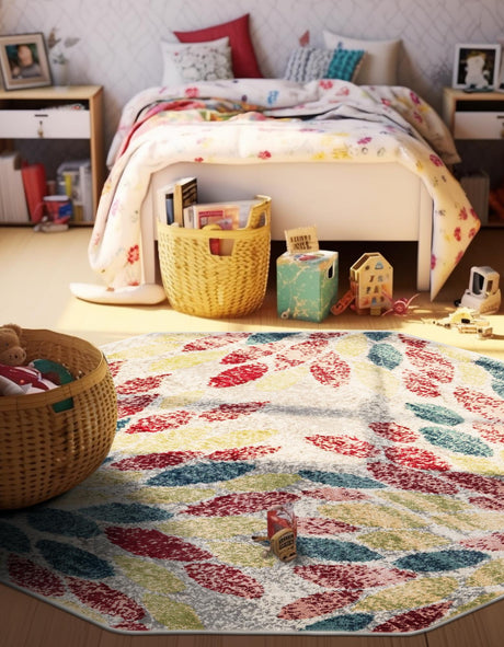 Multicolor 4' 1 x 4' 1 Sumter Octagon Area Rug Contemporary Durable Easy Clean Carpet for Bedrooms, Living Areas, Dining, Office, Dorms for Sale at Rug Engine
