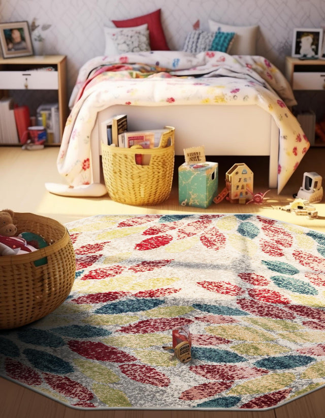 Multicolor 4' 1 x 4' 1 Sumter Octagon Area Rug Contemporary Durable Easy Clean Carpet for Bedrooms, Living Areas, Dining, Office, Dorms for Sale at Rug Engine